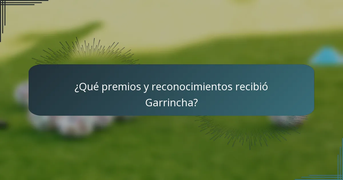 ¿Qué premios y reconocimientos recibió Garrincha?